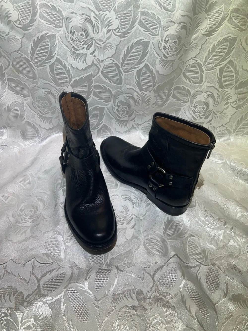 Frye Black Leather Harness Ankle Boots - Picture 6 of 9